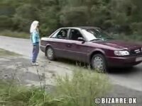 Blonde Hitchhiker Raped in the Car